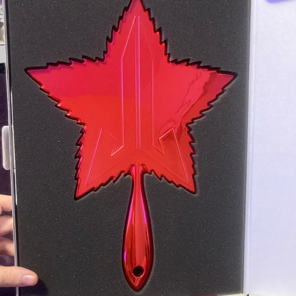 Red Chrome Jeffree Star Leaf Hand Mirror
